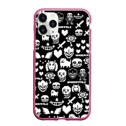 Чехол iPhone 11 Pro матовый UNDERTALE PATTERN БЕЛЫЙ