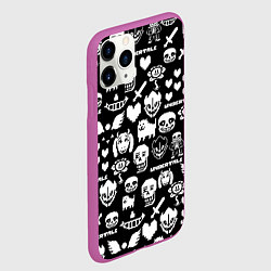Чехол iPhone 11 Pro матовый UNDERTALE PATTERN БЕЛЫЙ, цвет: 3D-фиолетовый — фото 2