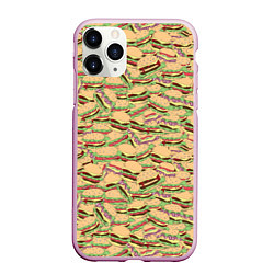 Чехол iPhone 11 Pro матовый Гамбургеры Hamburgers, цвет: 3D-розовый