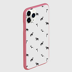 Чехол iPhone 11 Pro матовый Черно-белые собачки паттерн, цвет: 3D-малиновый — фото 2