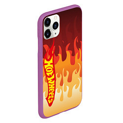 Чехол iPhone 11 Pro матовый Hot Wheels Fire 2D, цвет: 3D-фиолетовый — фото 2