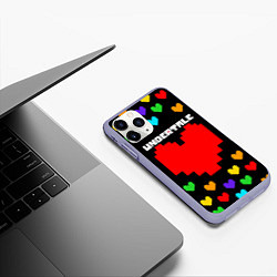 Чехол iPhone 11 Pro матовый UNDERTALE HEART COLOR HEROES, цвет: 3D-светло-сиреневый — фото 2
