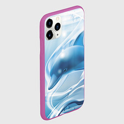 Чехол iPhone 11 Pro матовый Дельфин в лазурном океане, цвет: 3D-фиолетовый — фото 2
