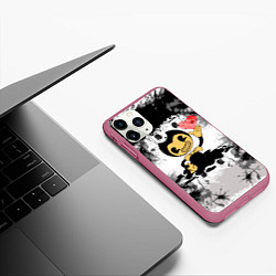 Чехол iPhone 11 Pro матовый BENDY LOVE БЕНДИ С СЕРДЦЕМ, цвет: 3D-малиновый — фото 2