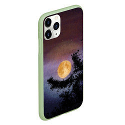 Чехол iPhone 11 Pro матовый Night sky with full moon by Apkx, цвет: 3D-салатовый — фото 2