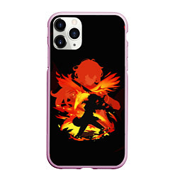 Чехол iPhone 11 Pro матовый DILUC FIRE GENSHIN IMPACT НА СПИНЕ, цвет: 3D-розовый