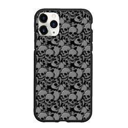 Чехол iPhone 11 Pro матовый Gray skulls, цвет: 3D-черный