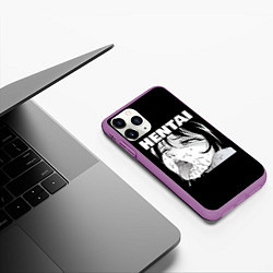 Чехол iPhone 11 Pro матовый HENTAI девочка ahegao, цвет: 3D-фиолетовый — фото 2