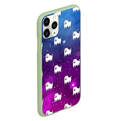 Чехол iPhone 11 Pro матовый UNDERTALE DOGS PATTERN SPACE, цвет: 3D-салатовый — фото 2