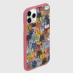 Чехол iPhone 11 Pro матовый The Коты, цвет: 3D-малиновый — фото 2