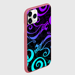 Чехол iPhone 11 Pro матовый НЕОНОВОЕ ТАТУ ДРАКЕНА УЗОР, цвет: 3D-малиновый — фото 2