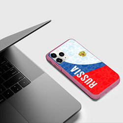 Чехол iPhone 11 Pro матовый RUSSIA SPORT STYLE РОССИЯ СПОРТИВНЫЙ СТИЛЬ, цвет: 3D-малиновый — фото 2
