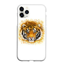 Чехол iPhone 11 Pro матовый Дикий Тигр Wild Tiger, цвет: 3D-белый