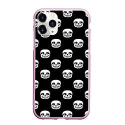 Чехол iPhone 11 Pro матовый UNDERTALE SANS SKULL FACE PATTERN УЗОР, цвет: 3D-розовый