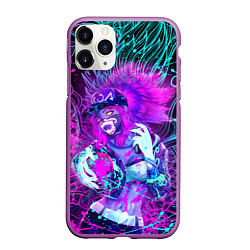 Чехол iPhone 11 Pro матовый KDA NEON DRAGON LEAGUE OF LEGENDS, НЕОНОВЫЕ БРЫЗГИ, цвет: 3D-фиолетовый