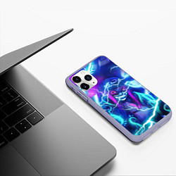 Чехол iPhone 11 Pro матовый KDA FLASHLIGHT NEON КДА В МАСКЕ LEAGUE OF LEGENDS, цвет: 3D-светло-сиреневый — фото 2