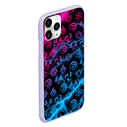 Чехол iPhone 11 Pro матовый НЕОНОВЫЕ МОЛНИИ, GENSHIN IMPACT NEON, цвет: 3D-светло-сиреневый — фото 2