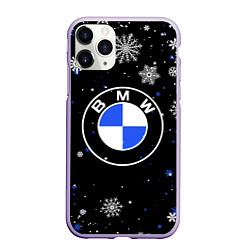 Чехол iPhone 11 Pro матовый НОВОГОДНИЙ БМВ НОВЫЙ ГОД BMW, цвет: 3D-светло-сиреневый