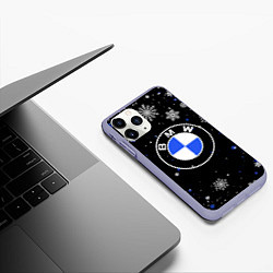 Чехол iPhone 11 Pro матовый НОВОГОДНИЙ БМВ НОВЫЙ ГОД BMW, цвет: 3D-светло-сиреневый — фото 2