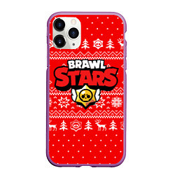 Чехол iPhone 11 Pro матовый НОВОГОДНИЙ СВИТЕР BRAWL STARS КРАСНЫЙ, цвет: 3D-фиолетовый