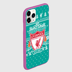 Чехол iPhone 11 Pro матовый НОВОГОДНИЙ СВИТЕР LIVERPOOL, цвет: 3D-фиолетовый — фото 2