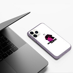 Чехол iPhone 11 Pro матовый Девушка с телефоном, цвет: 3D-серый — фото 2