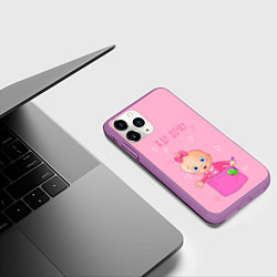 Чехол iPhone 11 Pro матовый Жду дочку !, цвет: 3D-фиолетовый — фото 2