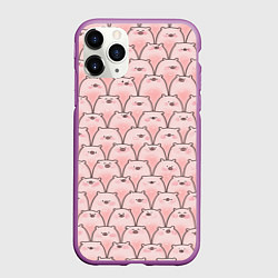 Чехол iPhone 11 Pro матовый Пухлые хрюни, цвет: 3D-фиолетовый