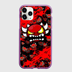 Чехол iPhone 11 Pro матовый Геометри Дэш красный демон Geometry Dash, цвет: 3D-фиолетовый
