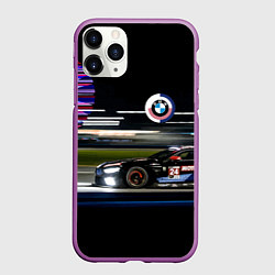 Чехол iPhone 11 Pro матовый BMW night city, цвет: 3D-фиолетовый