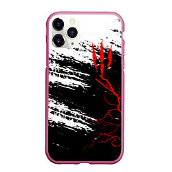 Чехол iPhone 11 Pro матовый The Witcher - Когти, цвет: 3D-малиновый