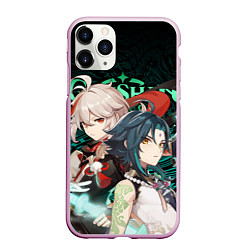 Чехол iPhone 11 Pro матовый КАЗУХА И СЯО XIAO AND KAZUHA GENSHIN, цвет: 3D-розовый