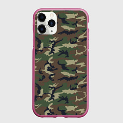 Чехол iPhone 11 Pro матовый Камуфляж: классика, цвет: 3D-малиновый