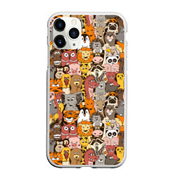 Чехол iPhone 11 Pro матовый Зоопарк разные звери, цвет: 3D-белый