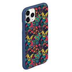 Чехол iPhone 11 Pro матовый Кошки в Цветах, цвет: 3D-тёмно-синий — фото 2