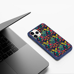 Чехол iPhone 11 Pro матовый Кошки в Цветах, цвет: 3D-тёмно-синий — фото 2