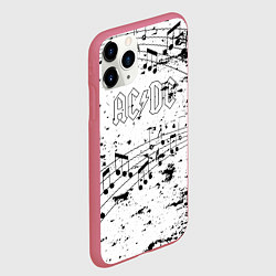 Чехол iPhone 11 Pro матовый ACDC - Музыкальные ноты, цвет: 3D-малиновый — фото 2