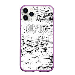 Чехол iPhone 11 Pro матовый ACDC - Музыкальные ноты, цвет: 3D-фиолетовый