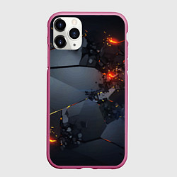 Чехол iPhone 11 Pro матовый НЕОНОВЫЙ ВЗРЫВ ПЛИТЫ, ОБЛОМКИ NEON EXPLOSION