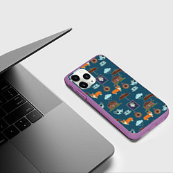 Чехол iPhone 11 Pro матовый Англия паттерн, цвет: 3D-фиолетовый — фото 2