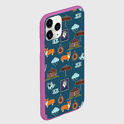 Чехол iPhone 11 Pro матовый Англия паттерн, цвет: 3D-фиолетовый — фото 2