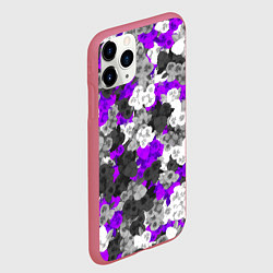 Чехол iPhone 11 Pro матовый Абстрактные фиалочки, цвет: 3D-малиновый — фото 2