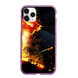 Чехол iPhone 11 Pro матовый 3D ВЗРЫВ, ОБЛОМКИ NEON EXPLOSION