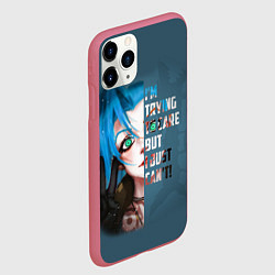 Чехол iPhone 11 Pro матовый ARCANE League Of Legends JINX надпись, цвет: 3D-малиновый — фото 2