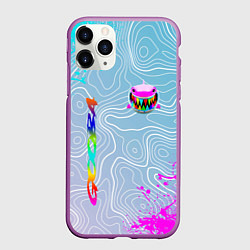Чехол iPhone 11 Pro матовый 6IX9INE Gooba Брызги, цвет: 3D-фиолетовый