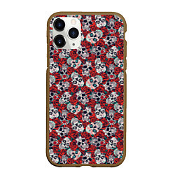 Чехол iPhone 11 Pro матовый Skulls & roses