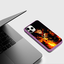 Чехол iPhone 11 Pro матовый Сукуна стреляет пламенем Магическая битва, цвет: 3D-фиолетовый — фото 2