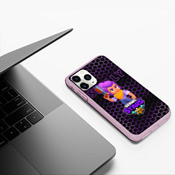 Чехол iPhone 11 Pro матовый Шелли BRAWL STARS соты, цвет: 3D-розовый — фото 2