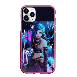 Чехол iPhone 11 Pro матовый Аркейн - League Of Legends Джинкс, цвет: 3D-малиновый