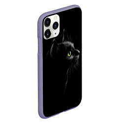 Чехол iPhone 11 Pro матовый Черный кот на черном фоне, цвет: 3D-серый — фото 2